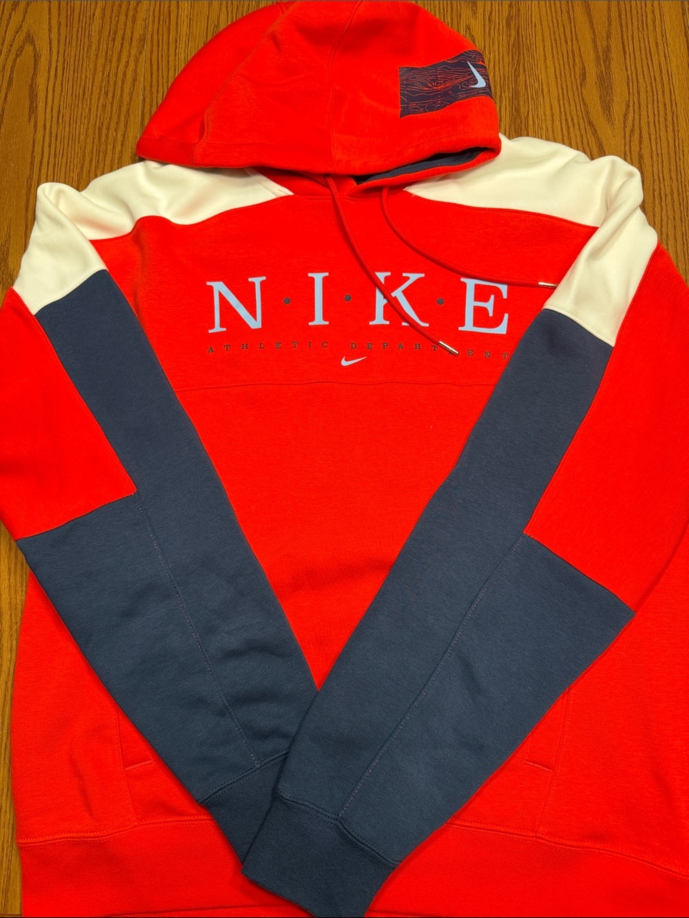 Nike Red, Navy & White Colorblock Pullover Hoodie
